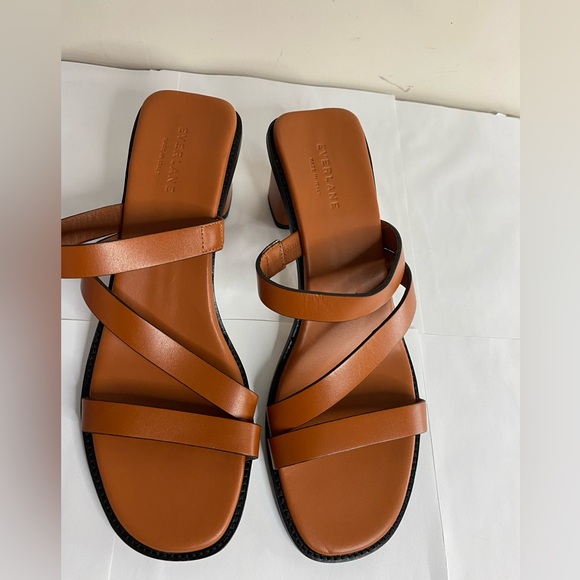 EVERLANE Italian Leather Tourist Heel Sandal 10 Adobe Brown Strappy Block - Picture 4 of 9